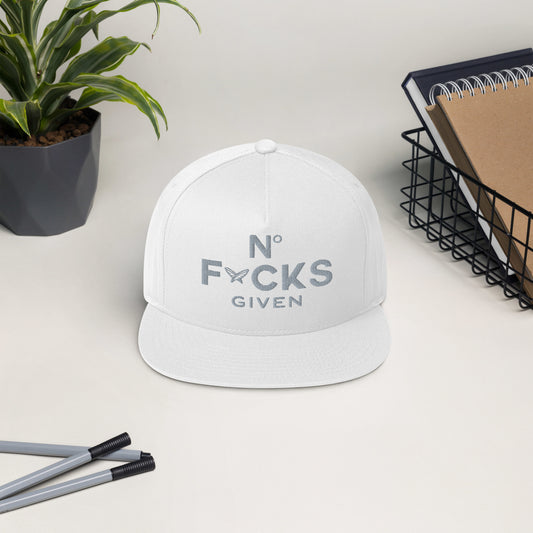 Buddaflies Embroidered “N° F*CKS GIVEN” Flat Bill - Buddaflies