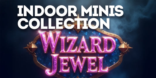 Wizard Jewel strain artwork with glowing jewel-shaped emblem, magical fantasy-style lighting, and purple-gold lettering reflecting a powerful indica aesthetic.